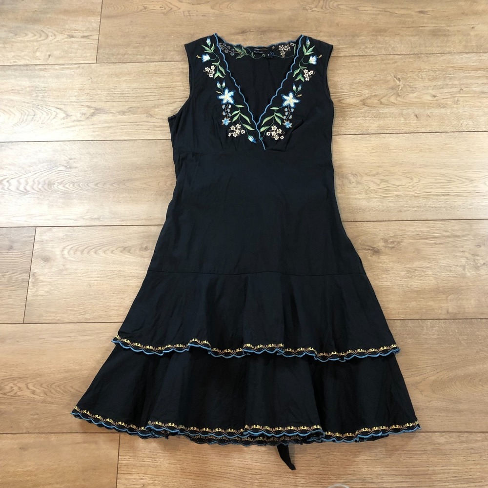 BCBGMAXAZRIA‎ Y2K Midi Dress Sz 4 Whimsigoth Fairycore Empire Layer Coquette